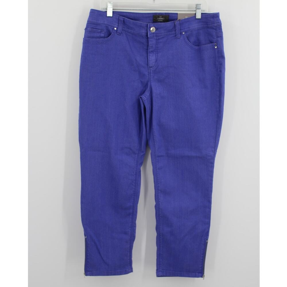 Chico’s 2 Petite Ankle Jeans SO Slimming Purple Zipper Ankle NEW